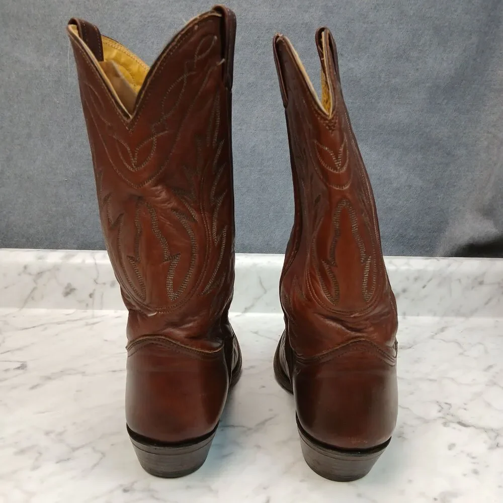 Nocona Men’s 10D Brown Leather Cowboy Western Boots USA Made